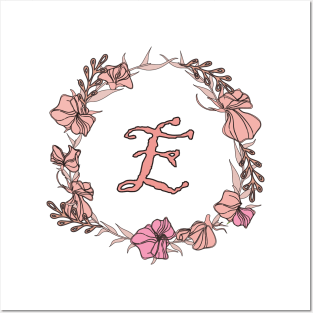 Letter E Rose Pink Initial Monogram - Letter e Posters and Art